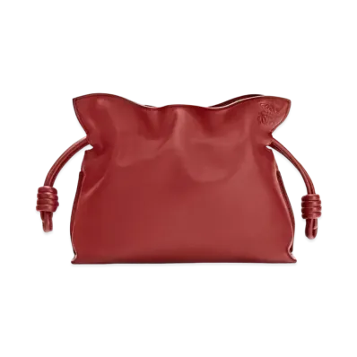 LOEWE Mini Flamenco Clutch In Nappa Calfskin "Burnt Red"