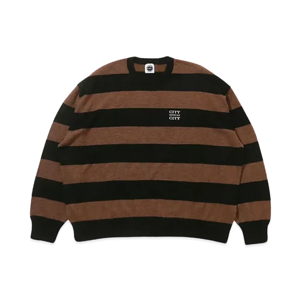 CITY COUNTRY CITY EMBROIDERED LOGO BORDER KNIT "BROWN x BLACK"