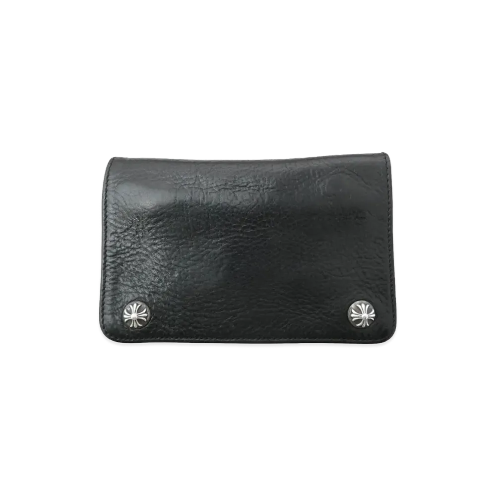 Chrome Hearts 2ZIP Cross Ball Button Leather Wallet "Black"