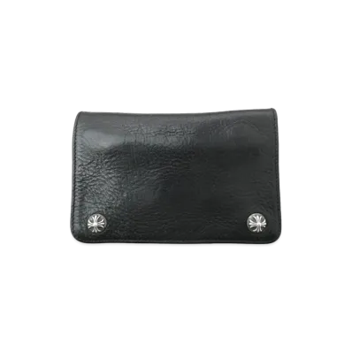 Chrome Hearts 2ZIP Cross Ball Button Leather Wallet "Black"