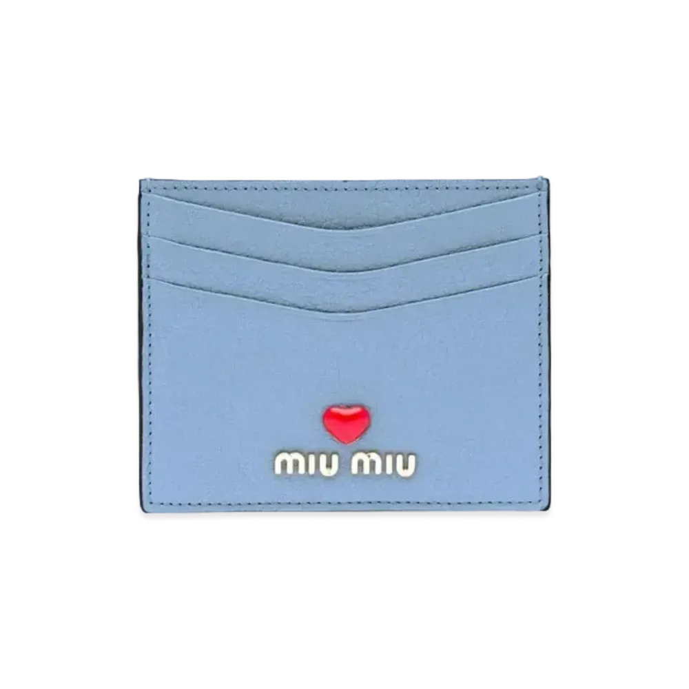 MIU MIU Madras Love Card Case "Light Blue"