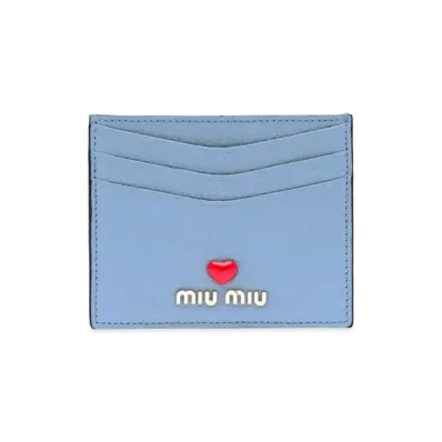 MIU MIU Madras Love Card Case "Light Blue"