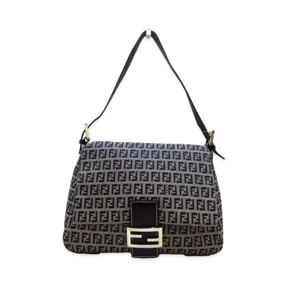 FENDI Mamma Baguette One Shoulder Bag Canvas "Gray"
