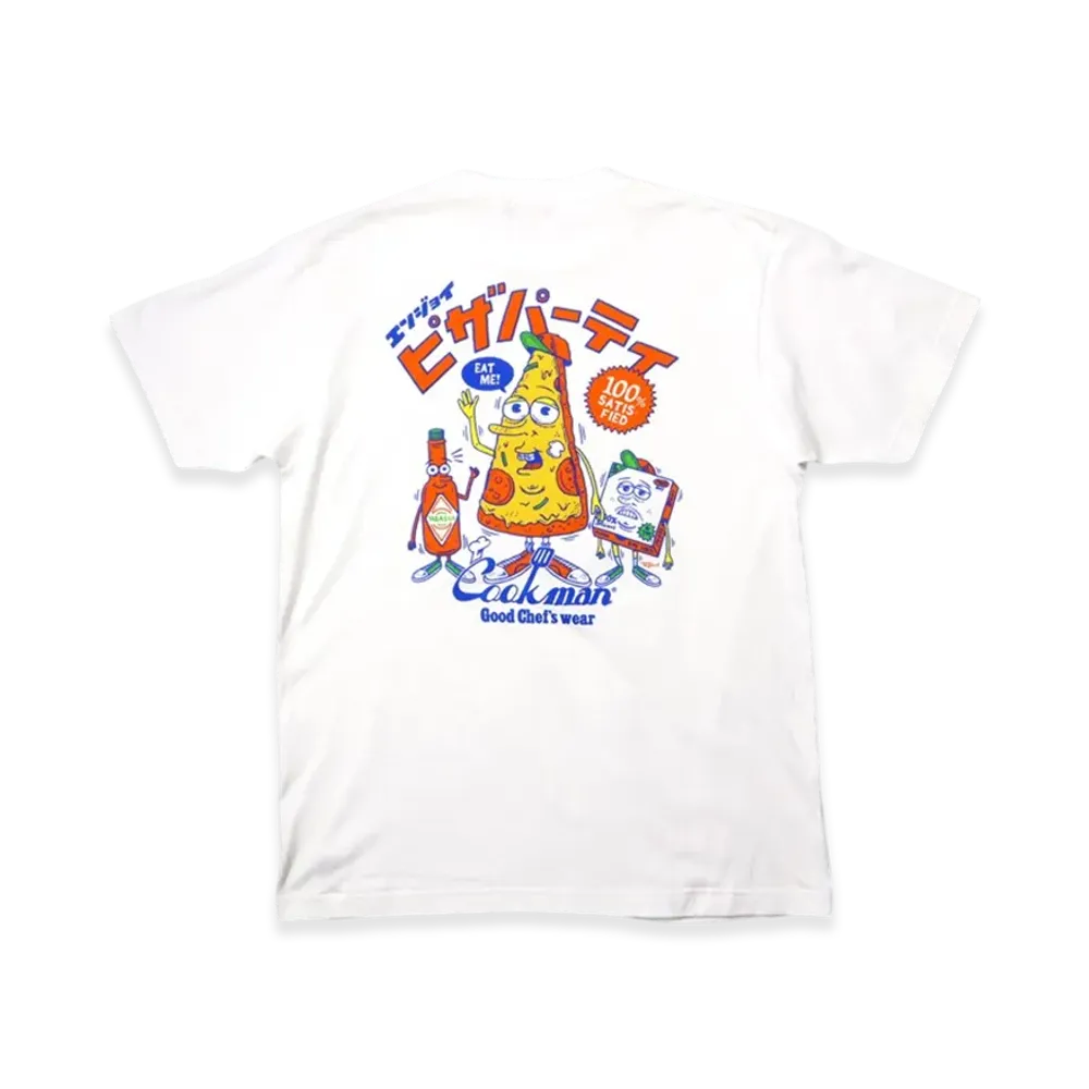 COOKMAN Short Sleeve T-Shirt TM Paint Enjoy Pizza Party "White"
