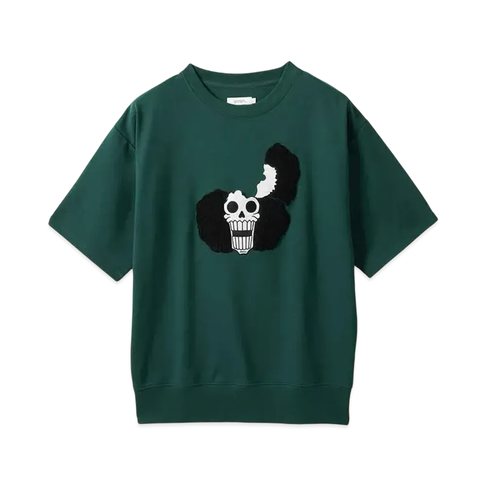 graniph x ONE PIECE Tone Dial Mini Fleece Big Silhouette 5/4 Sleeve Sweat "Green"