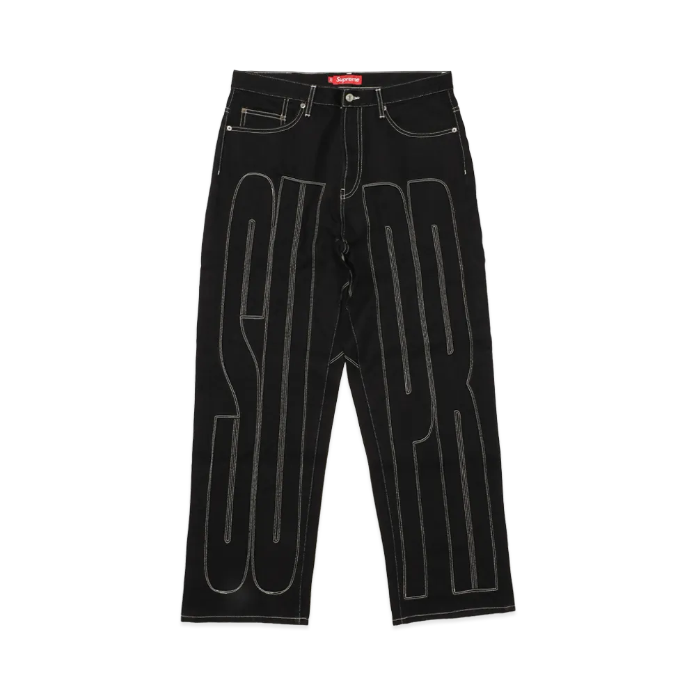 Supreme Inset Spellout Baggy Jean "Black"