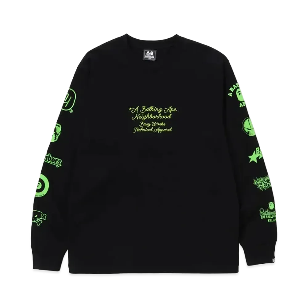 A BATHING APE x NEIGHBORHOOD L/S Tee "Black"