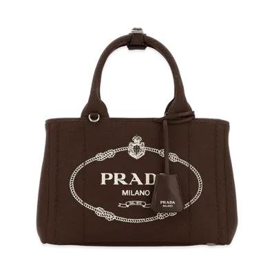 PRADA Women's Canvas Small Jardinia Re Handbag "Brown"