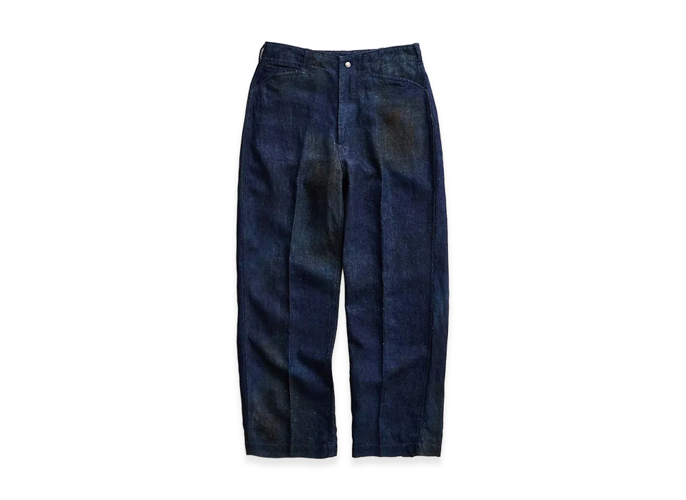 NICENESS N.Morley Printed Canvas Frisco Trousers "Indigo"