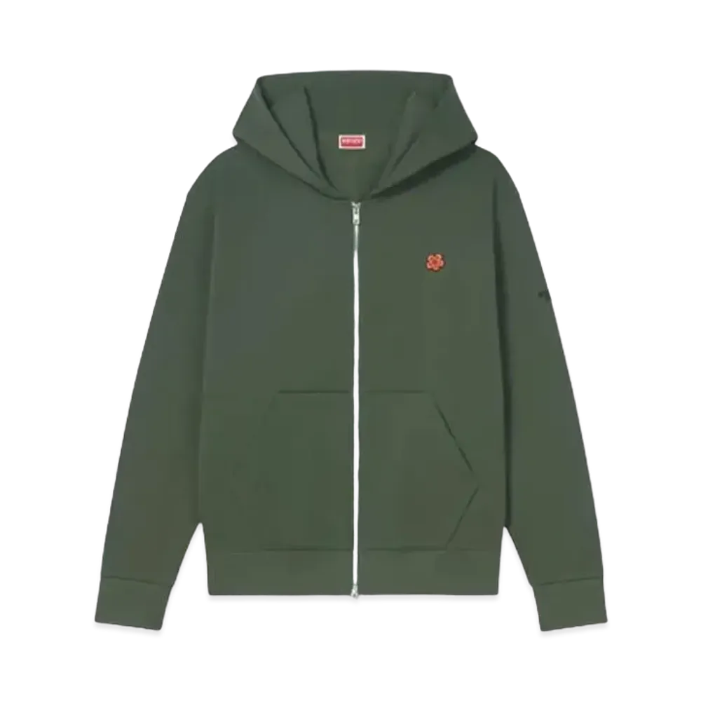 KENZO 'BOKE FLOWER' Embroidery Zip Hoodie "Dark Khaki"