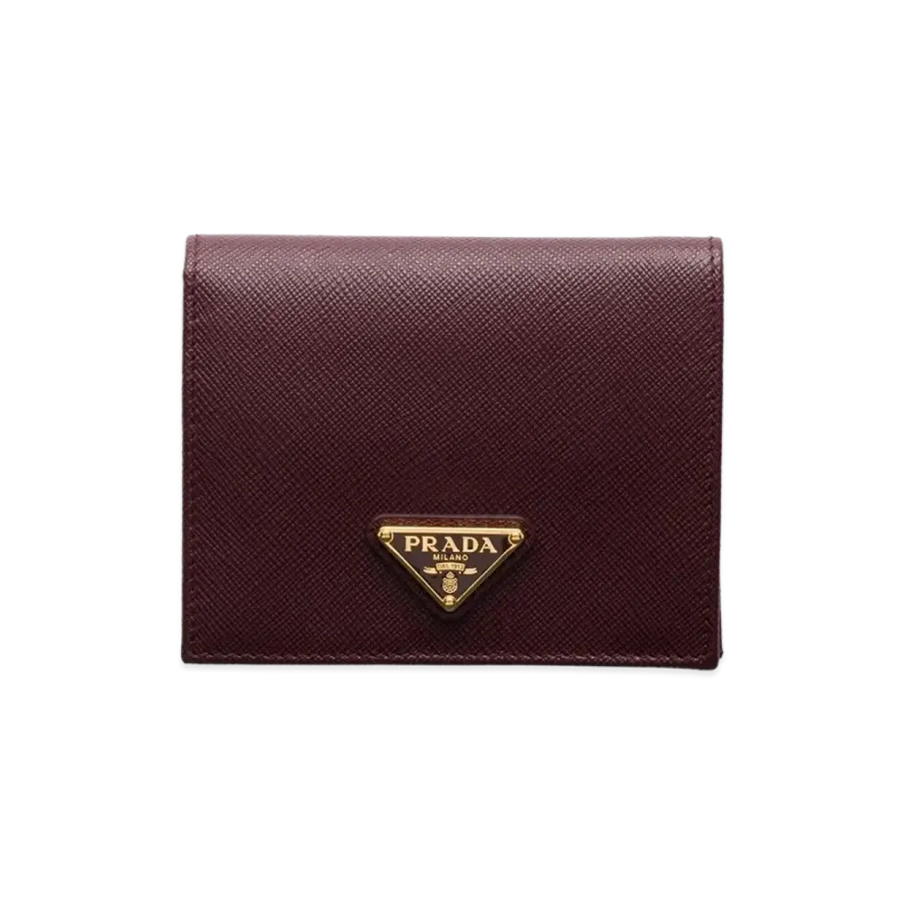 PRADA Women's Small Saffiano Leather Wallet "Burgundy"