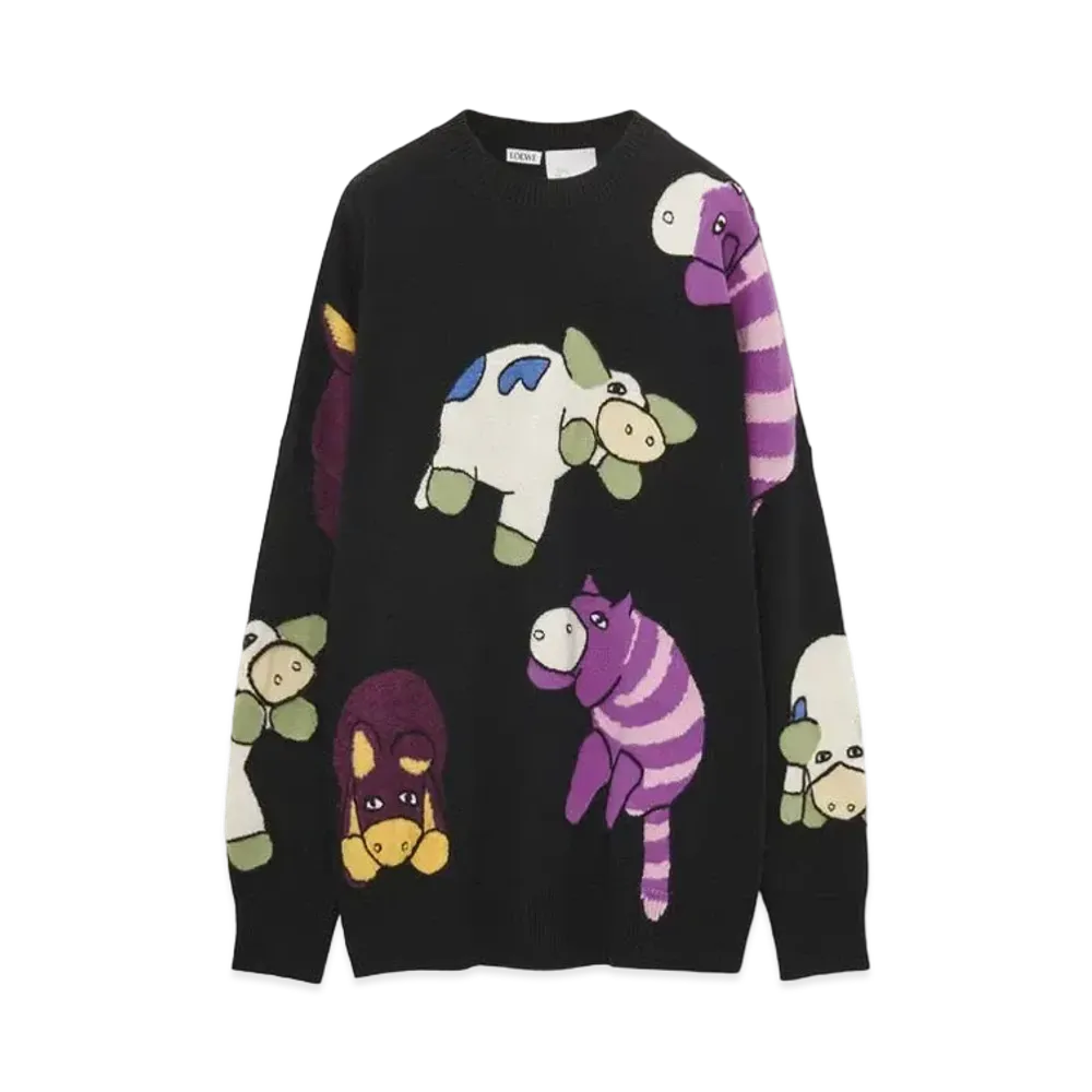 LOEWE x Howl's Moving Castle Magical Animals Sweater In Wool "Black/Multicolor"