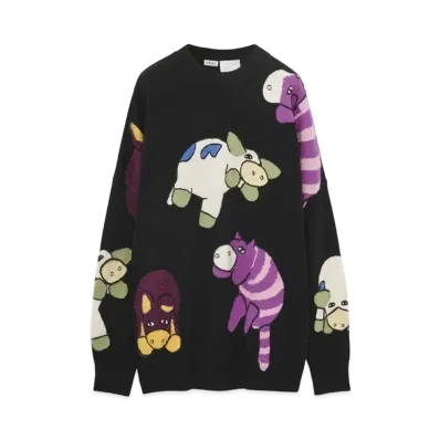LOEWE x Howl's Moving Castle Magical Animals Sweater In Wool "Black/Multicolor"