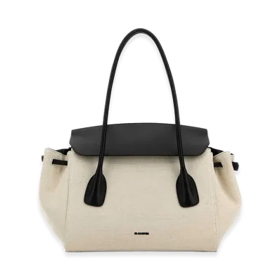 Jil Sander Women's Sand Canvas Small Voyage Hand Bag "White"