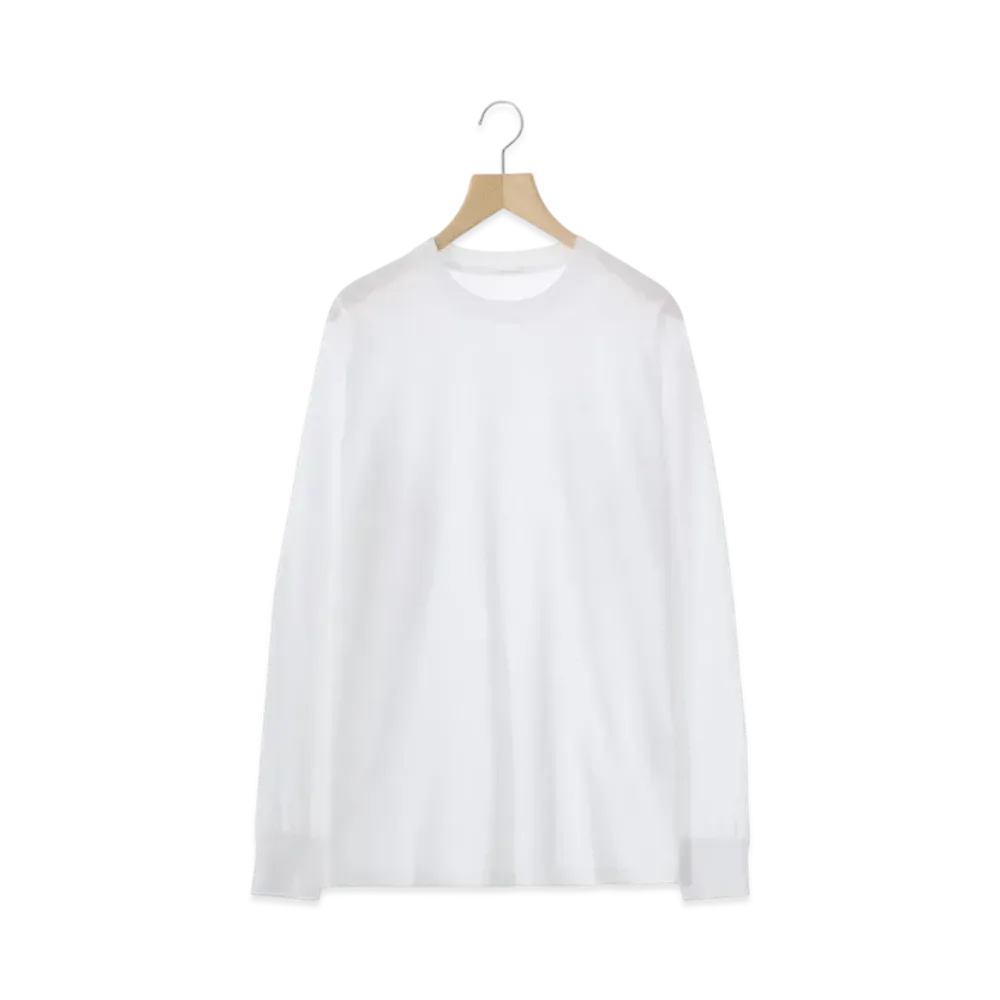COMOLI Cotton Jersey Long Sleeve T-Shirt "White"