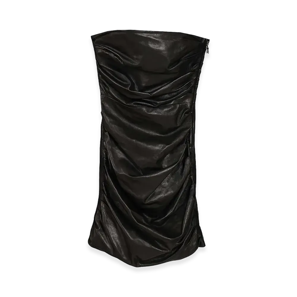 AMI PARIS Women's Leather Mini Dress "Black"