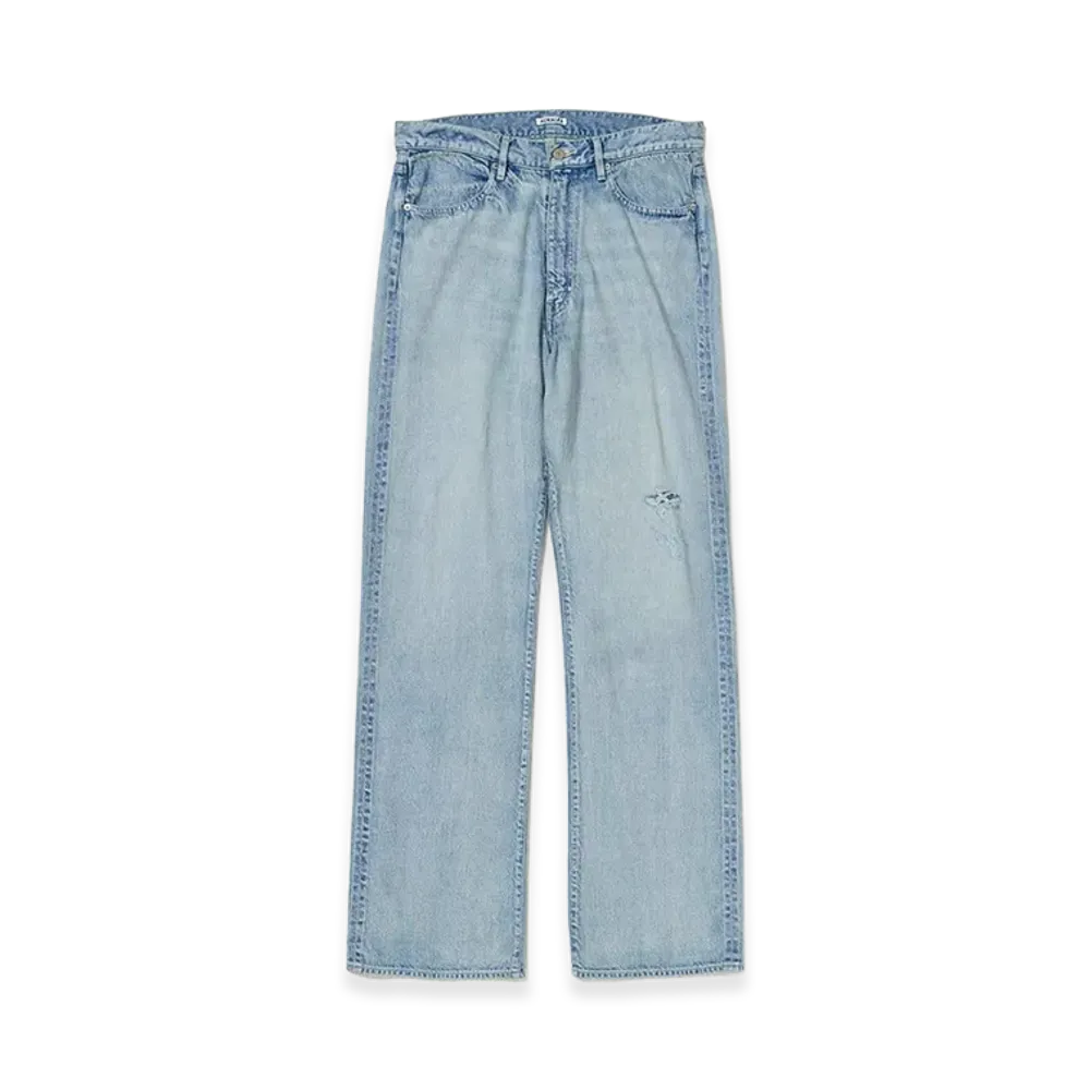 AURALEE Faded Selvedge Light Denim Pants "Light Indigo"