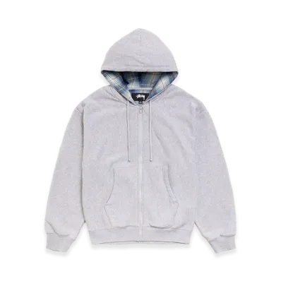 Stussy Plaid Lined Zip Hoodie "Grey Heather"