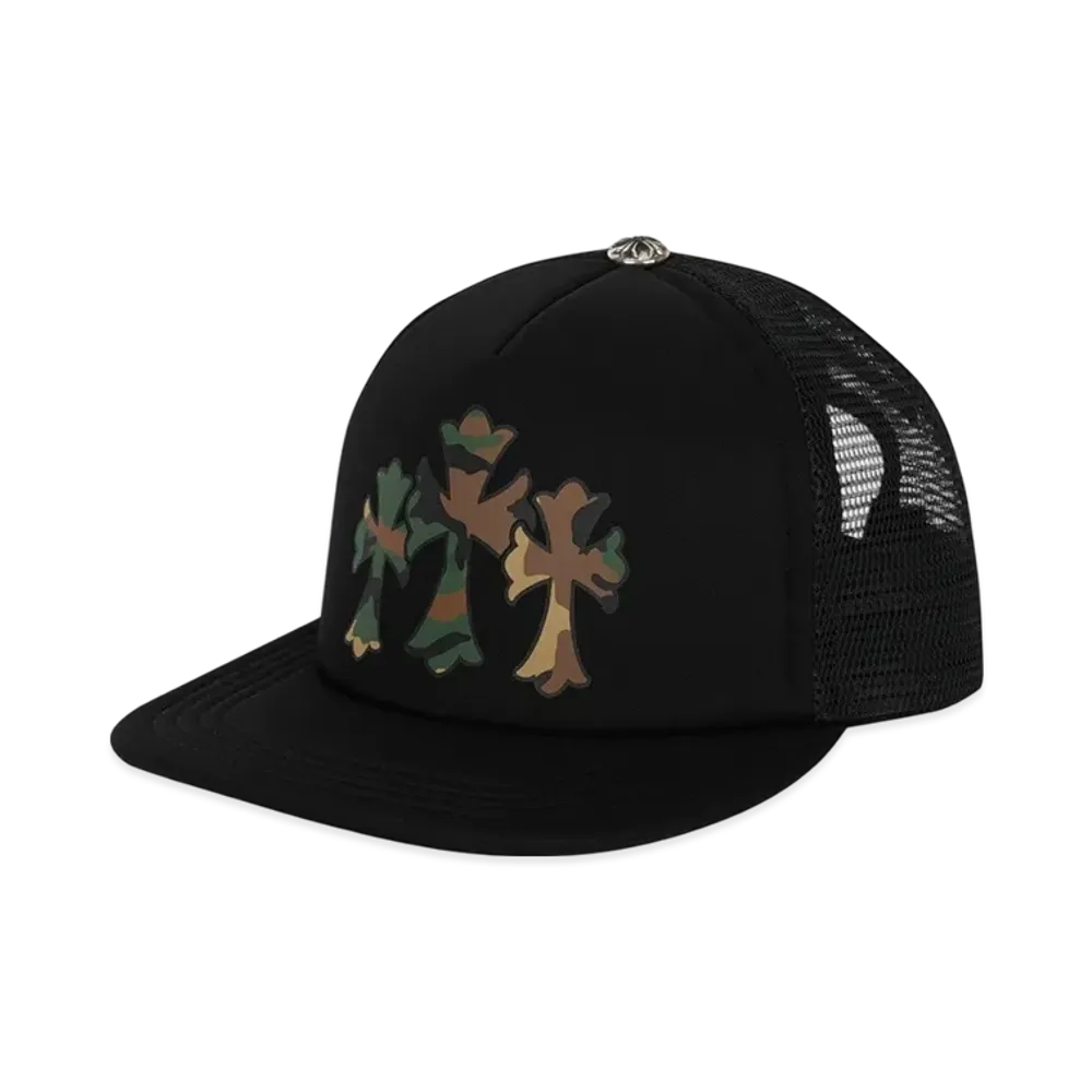 Chrome Hearts 3 Cemetery Cross King Taco Trucker Cap "Black/Camouflage"