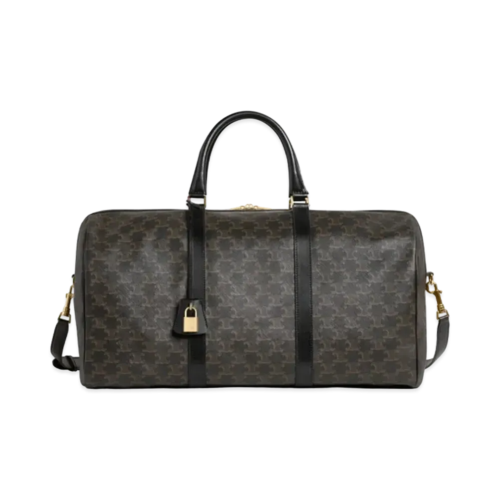 CELINE Large Travel Triomphe Canvas & Calfskin "Black"
