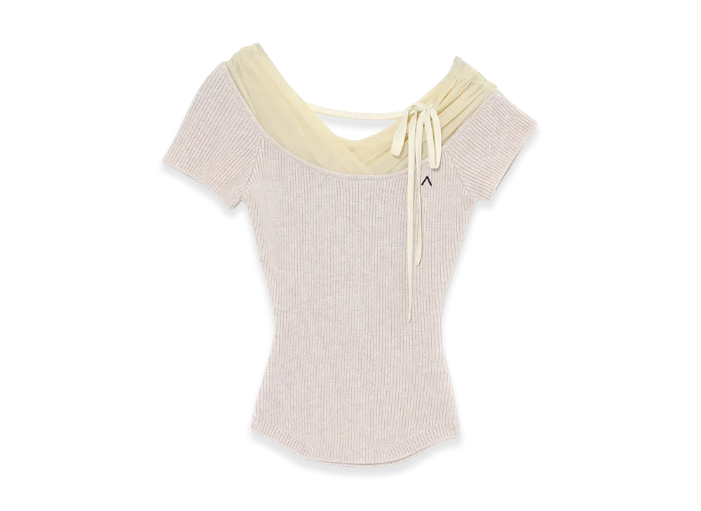 ANDMARY Women's Annie Tulle Offshoulder Tops "Beige"