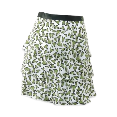 Max Mara Women's Sportmax Code Silk Tiered Skirt "White/Green"
