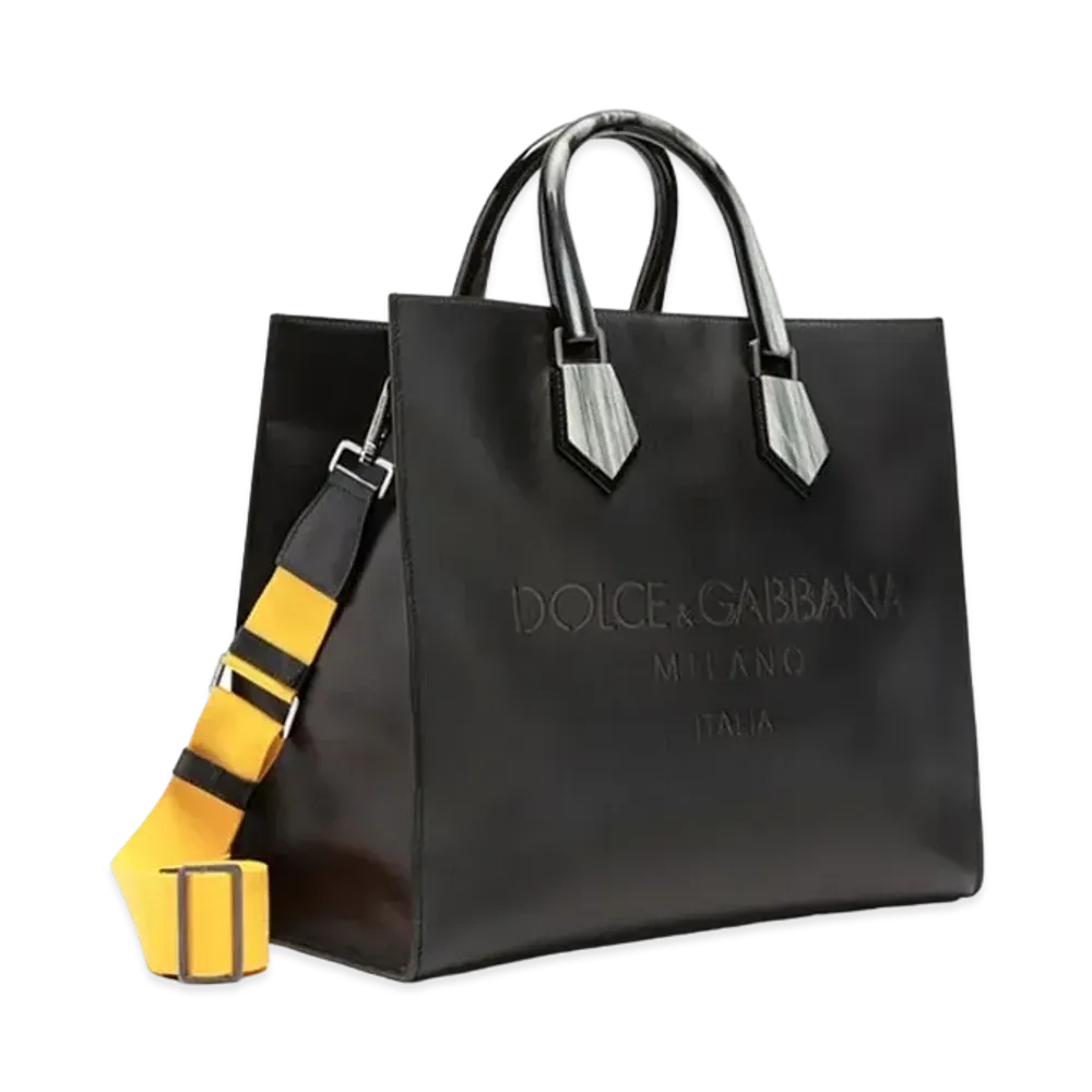 Dolce&Gabbana Design Logo Shopping Bag Calfskin Laser Root Logo "Black"