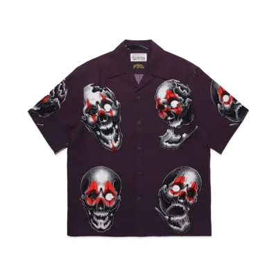 WACKO MARIA 56 Tattoo Studio Hawaiian Shirt "Purple"