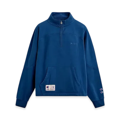 ZARA x CHAMPION Zipper Neck Sweatshirt "Navy Blue"