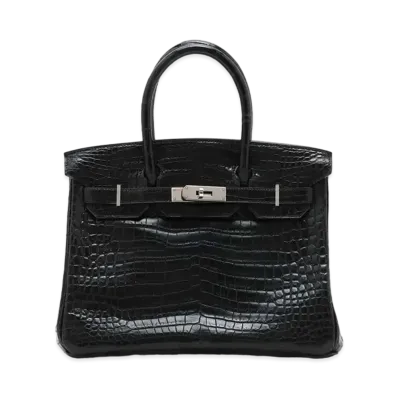Hermes Birkin Porosus "Noir/Silver"
