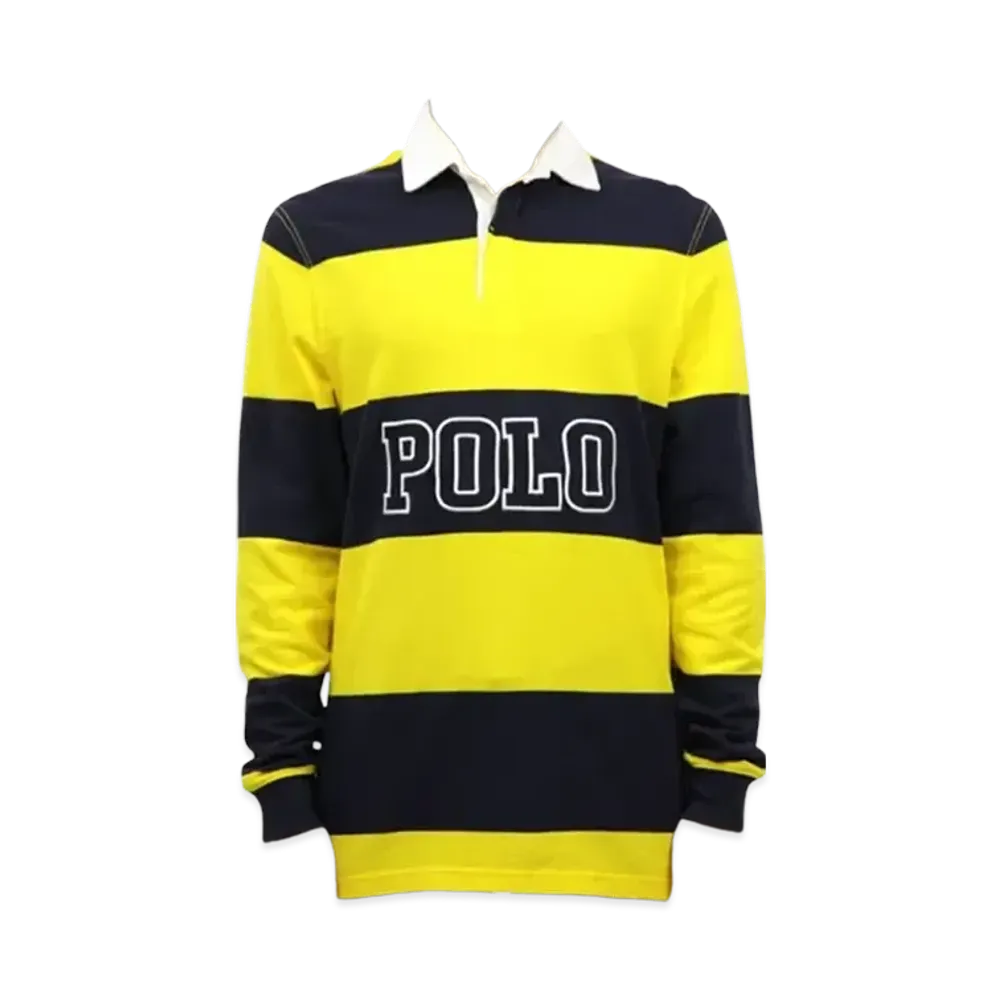 Polo Ralph Lauren Striped Cotton Rugby Shirt "Navy/Yellow"