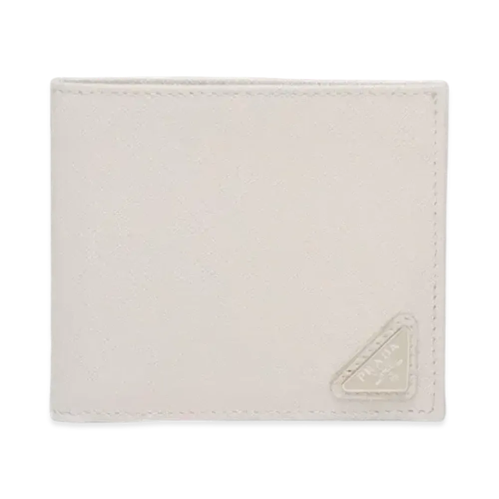 PRADA Saffiano Triangle Wallet "Chalk White"