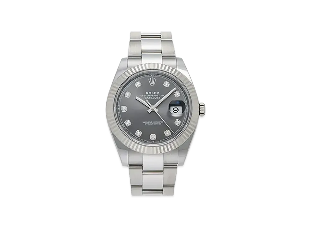 ROLEX Date-Just 41 Gray Dial 10P Diamonds 126334G