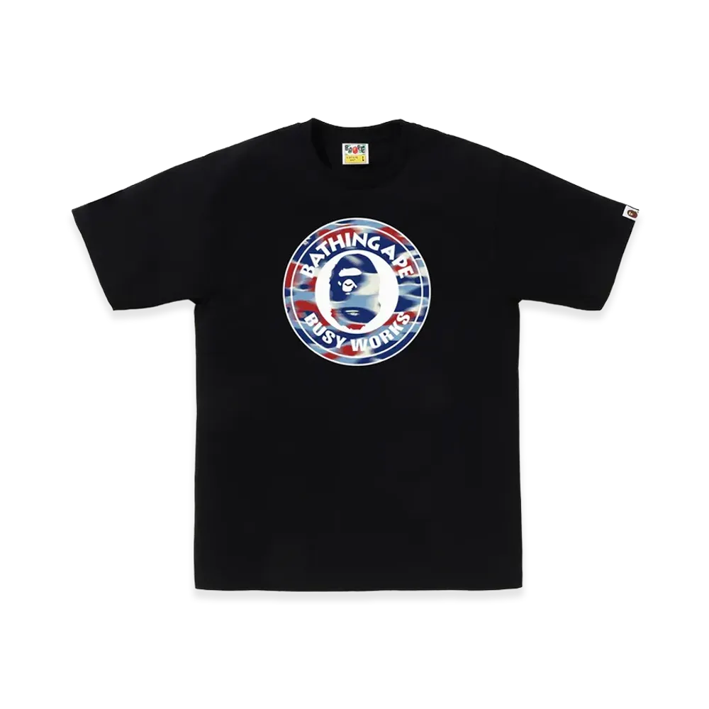 A BATHING APE Screen Camo Busy Works Tee "Black/Blue"