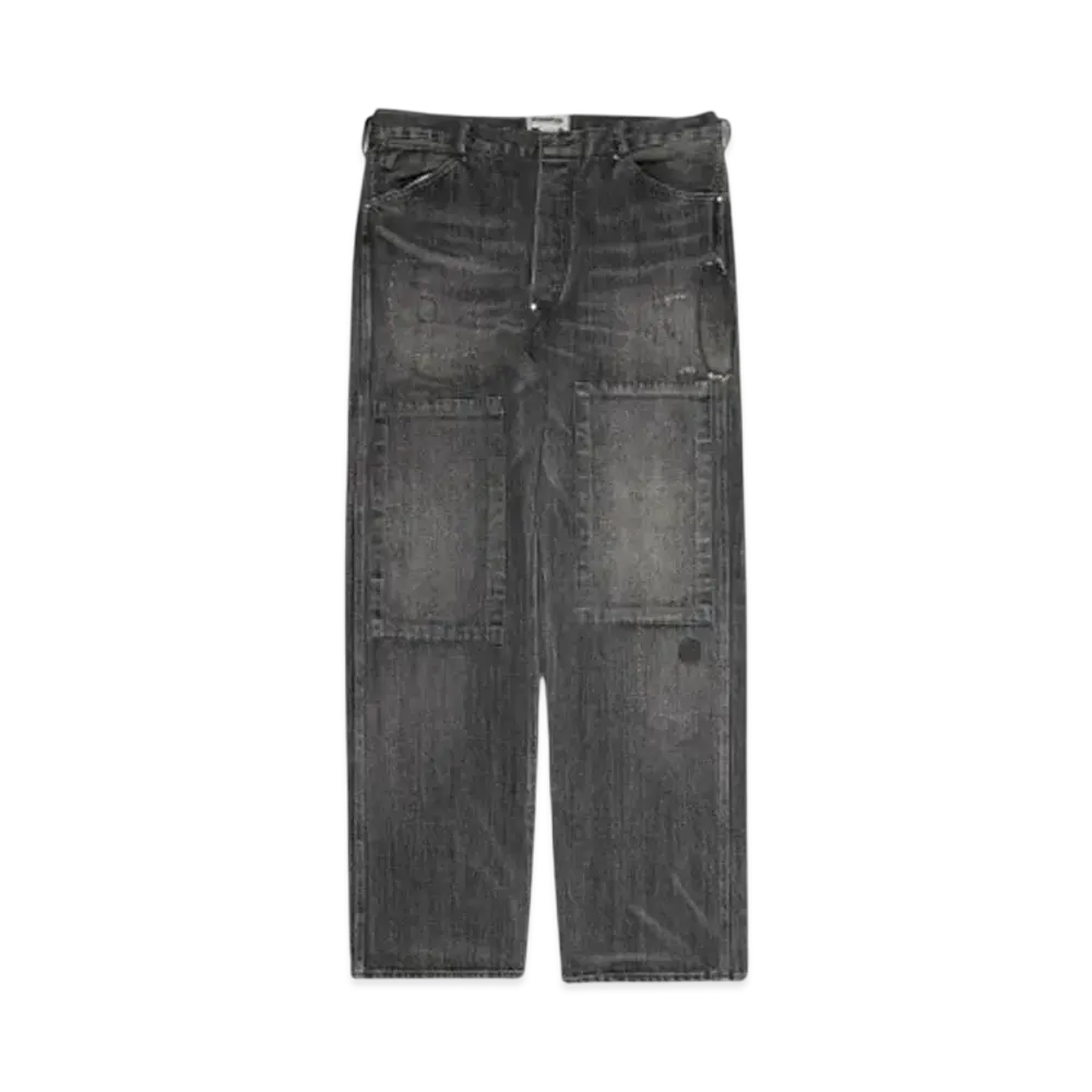 BOW WOW 30S BLACK DENIM PANTS REPAIRED "BLACK AGING"