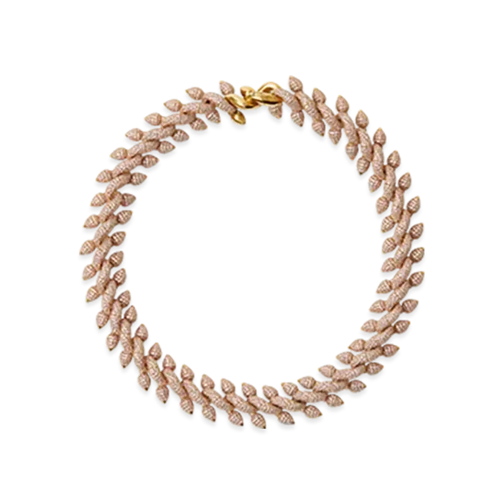 Burberry Spear Pave Chain Necklace "Gold/Pink"