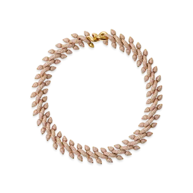 Burberry Spear Pave Chain Necklace "Gold/Pink"