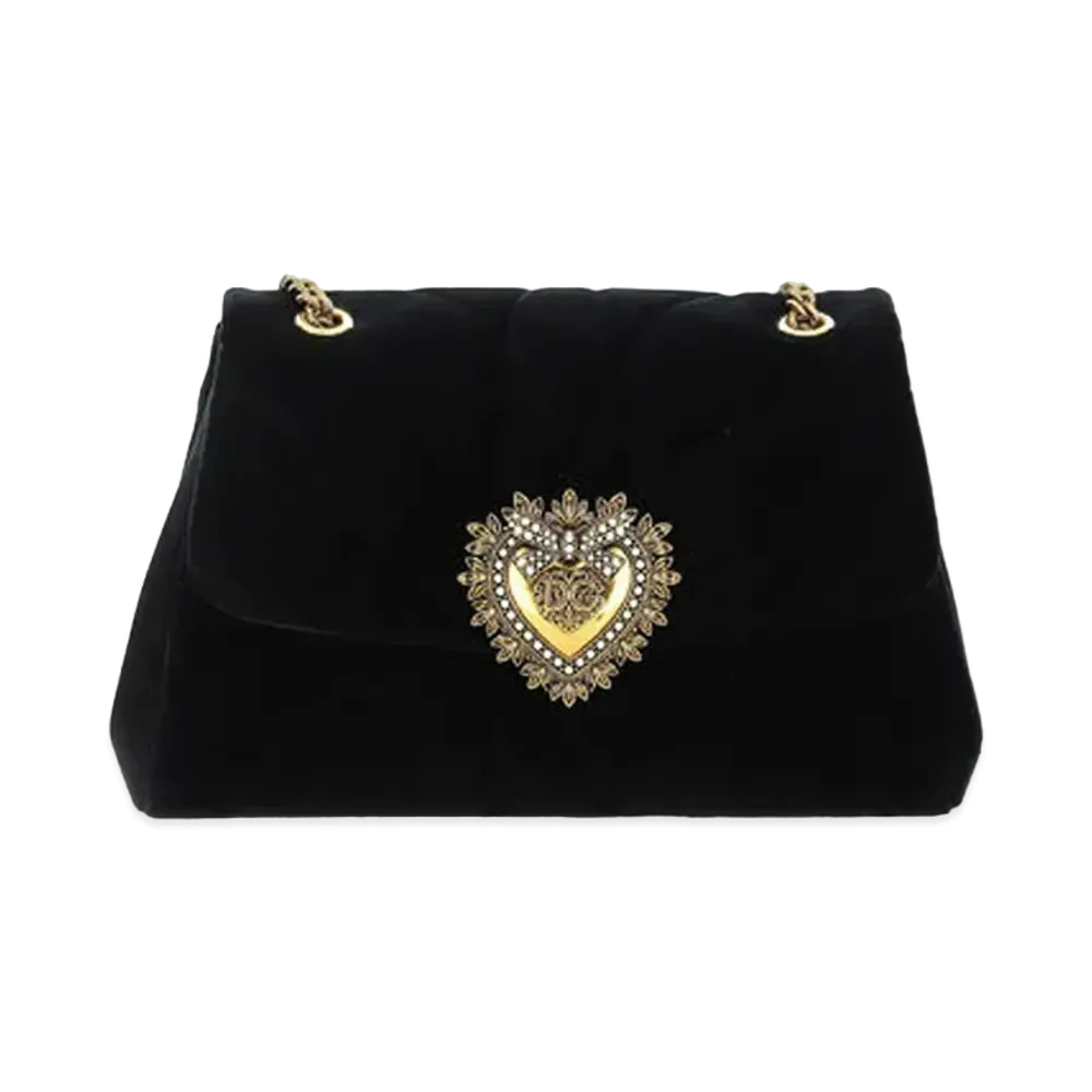 Dolce&Gabbana Devotion Shoulder Bag Big Size Mattrassebbet Leather "Black"