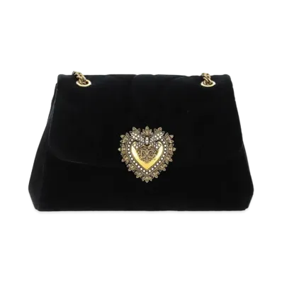 Dolce&Gabbana Devotion Shoulder Bag Big Size Mattrassebbet Leather "Black"