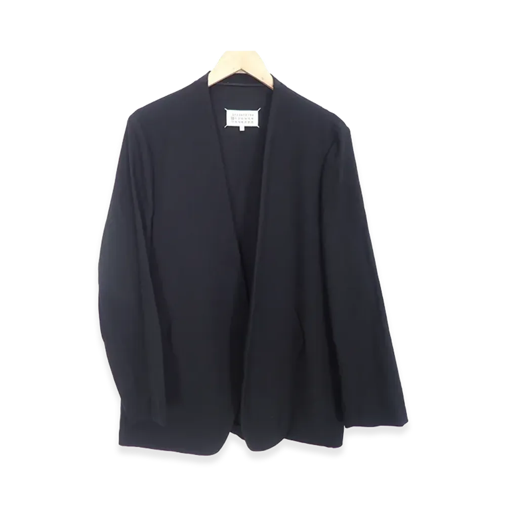 Maison Margiela Jersey Effect Wool Pull No Collar Jacket "Black"