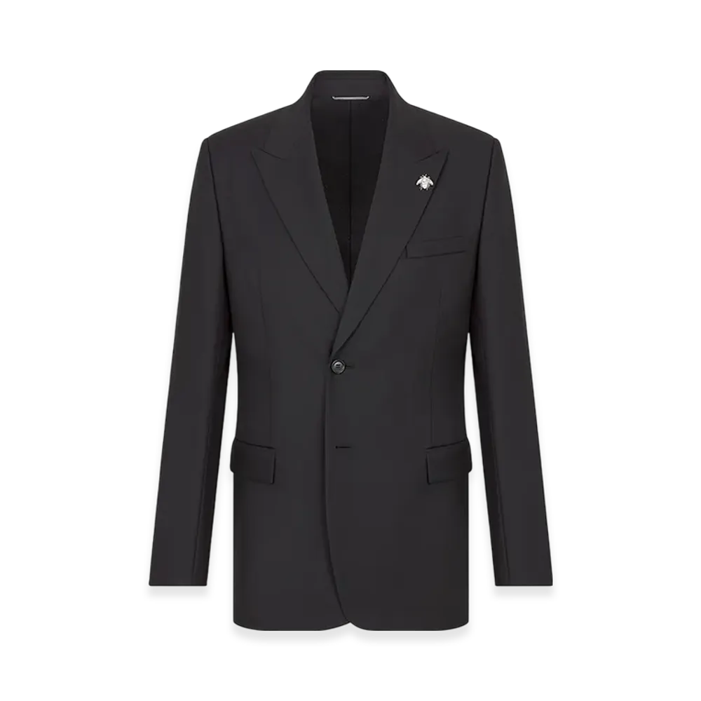 Dior Jacket with Bee Jewel Wool Twill "Black"
