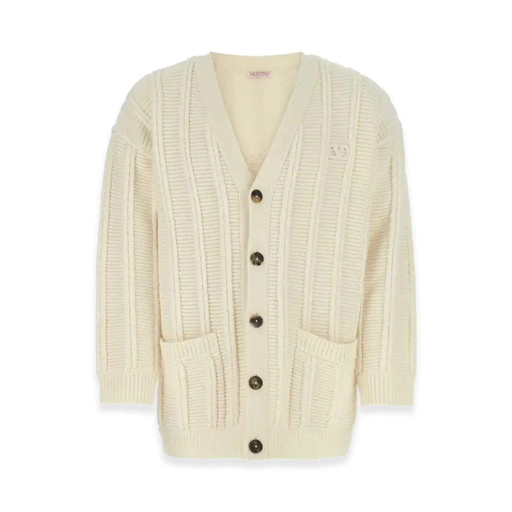 Valentino Wool Cardigan "Ivory/White"