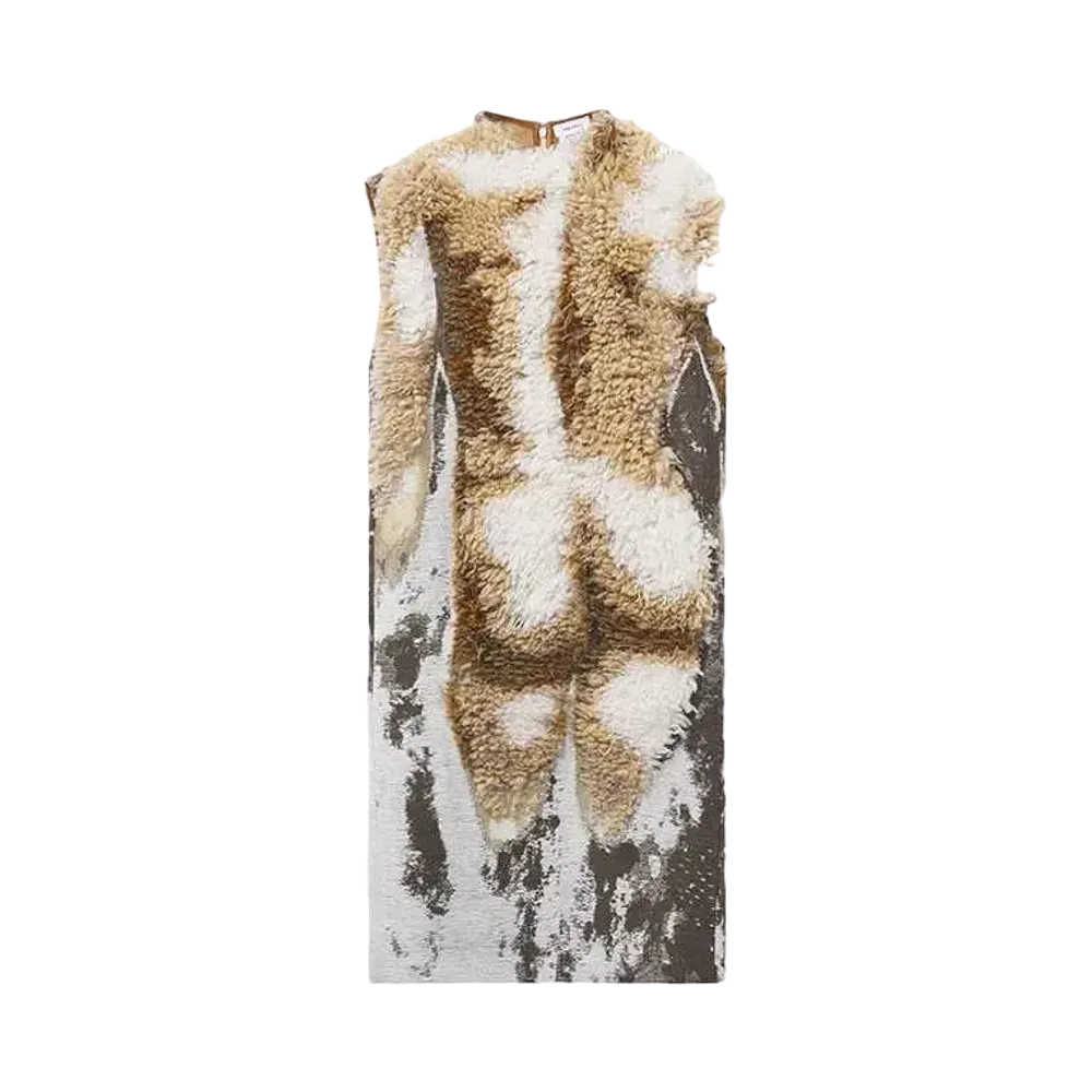 Alexander McQUEEN Sculpted Bum Jacquard Dress "Ecru"