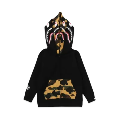 A BATHING APE 1St Camo Shark Zip Double Hoodie "Black"