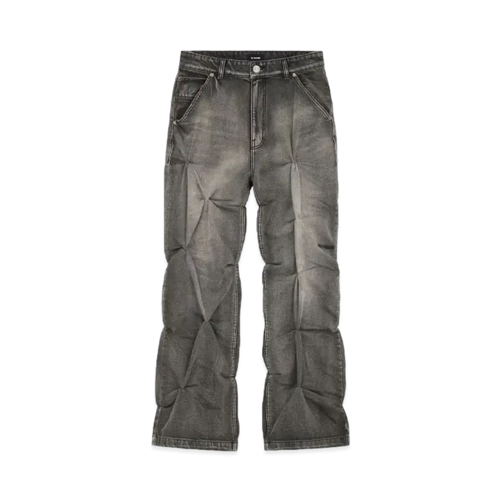 WE11DONE Crinkled Denim Pants "Black"