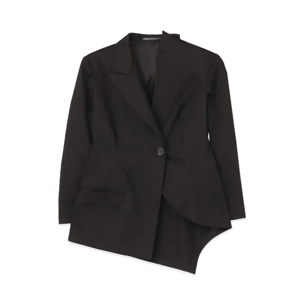 Yohji Yamamoto COTTON STRETCH UNBALANCE JKT "Black"