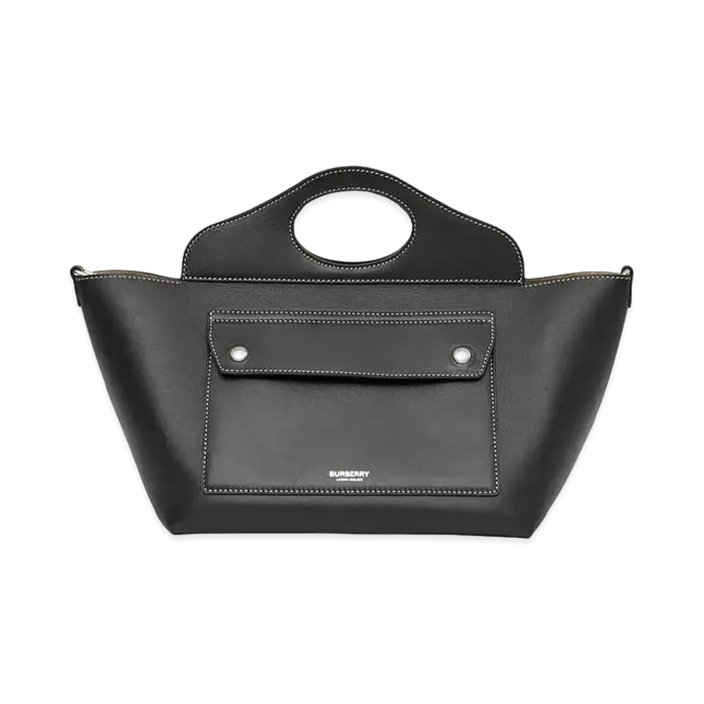 Burberry Mini Leather Soft Pocket Tote "Black"