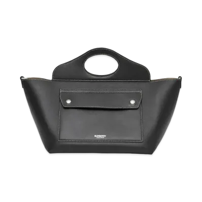 Burberry Mini Leather Soft Pocket Tote "Black"