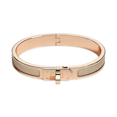 Hermes Mini Clic Kelly Bracelet "Marron Glace/Pink Gold"
