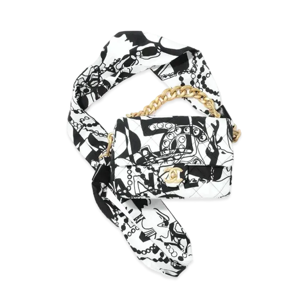 CHANEL Mini Flap Bag Print Fabric "Gray/Black"